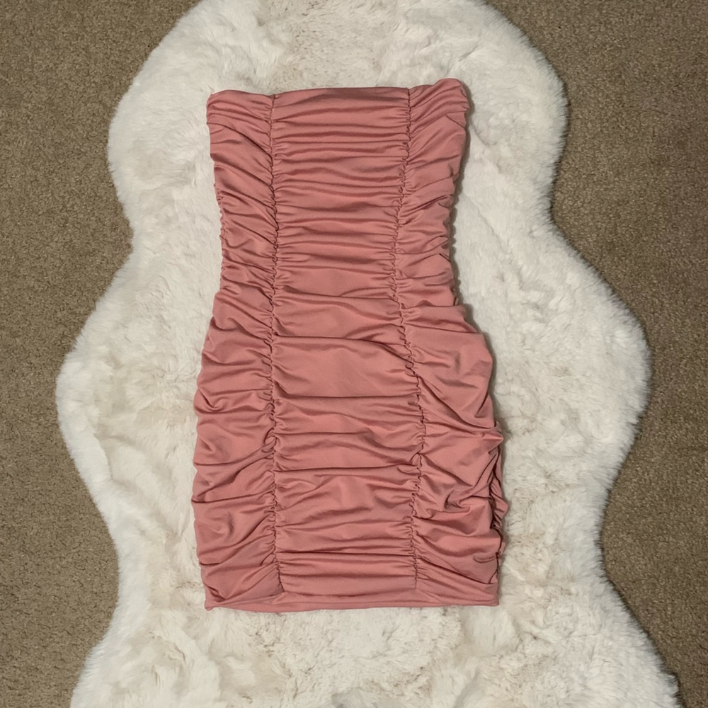 Pink Ruched Bodycon Mini Tube Dress